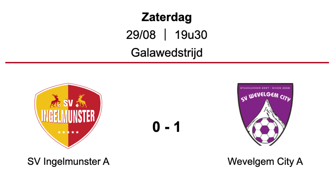 A-elftal verliest galawedstrijd nipt van 2de provincialer Wevelgem City