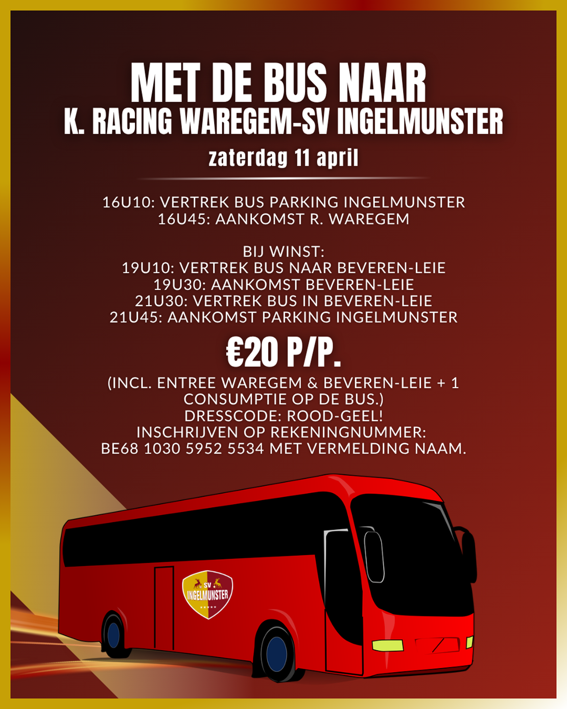 Met de bus naar  K. racing waregem-SV Ingelmunster