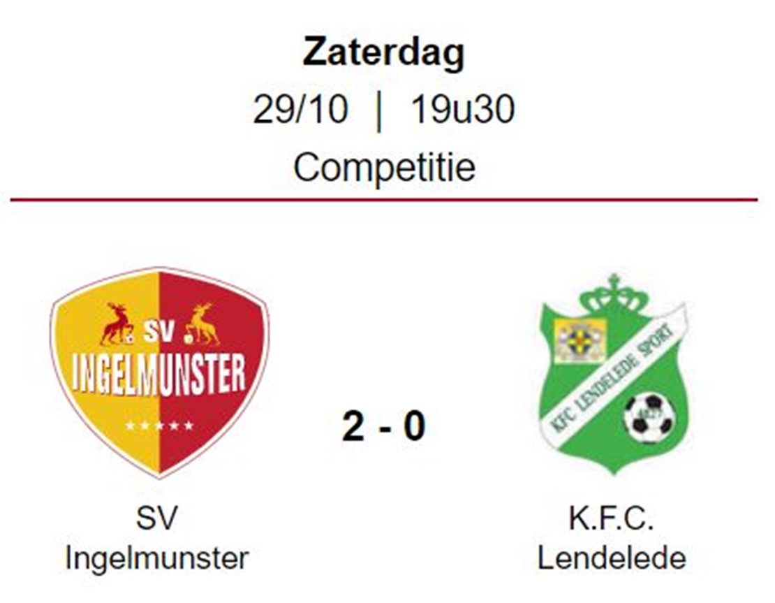 Wedstrijdverslag: SV Ingelmunster - K.F.C. Lendelede
