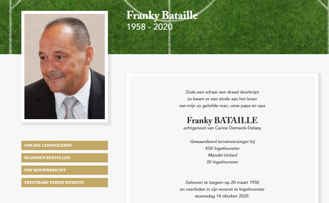 Rouwbericht Franky Bataille