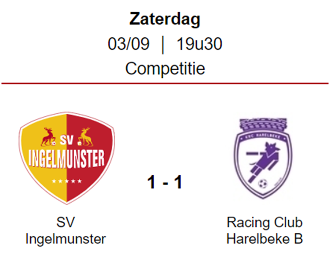Wedstrijdverslag: SV Ingelmunster B - Racing club Harelbeke B