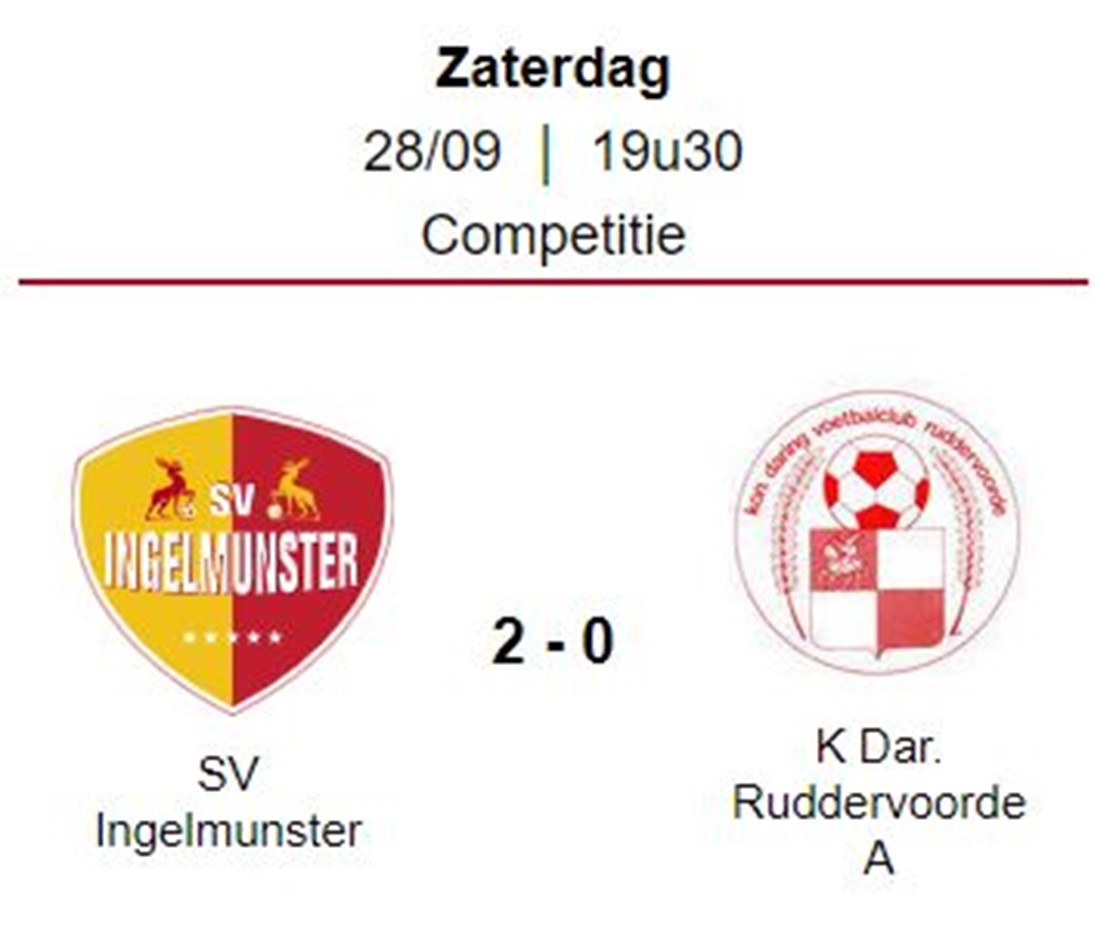 Wedstrijdverslag: SV Ingelmunster A - K. Daring Ruddervoorde A 