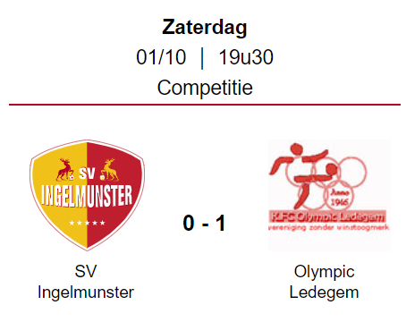 Wedstrijdverslag: SV Ingelmunster - Olympic Ledegem (01/10/2022)