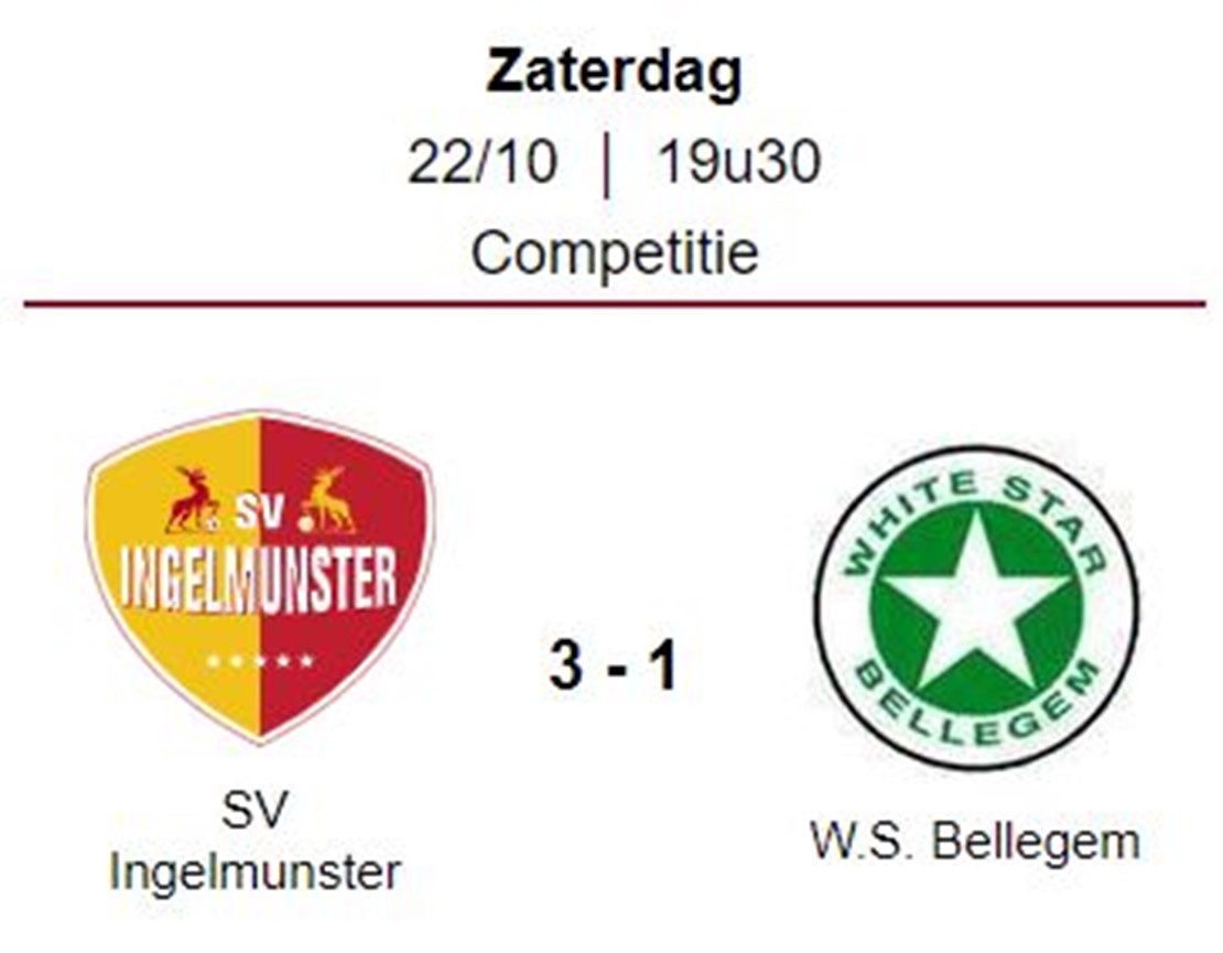 Wedstrijdverslag: SV Ingelmunster B - White Star Bellegem (22/10/2022)