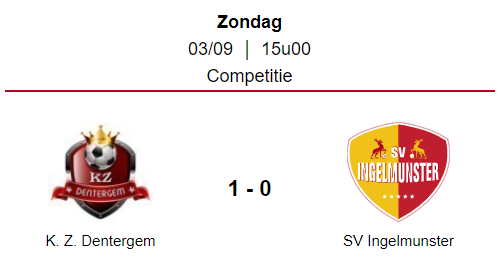 Wedstrijdverslag: K. Zonneklaar Dentergem - SV Ingelmunster B (2023.09.03)