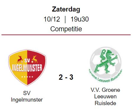 Wedstrijdverslag: SV Ingelmunster B - V.V. Groene Leeuwen Ruislede (11 ...