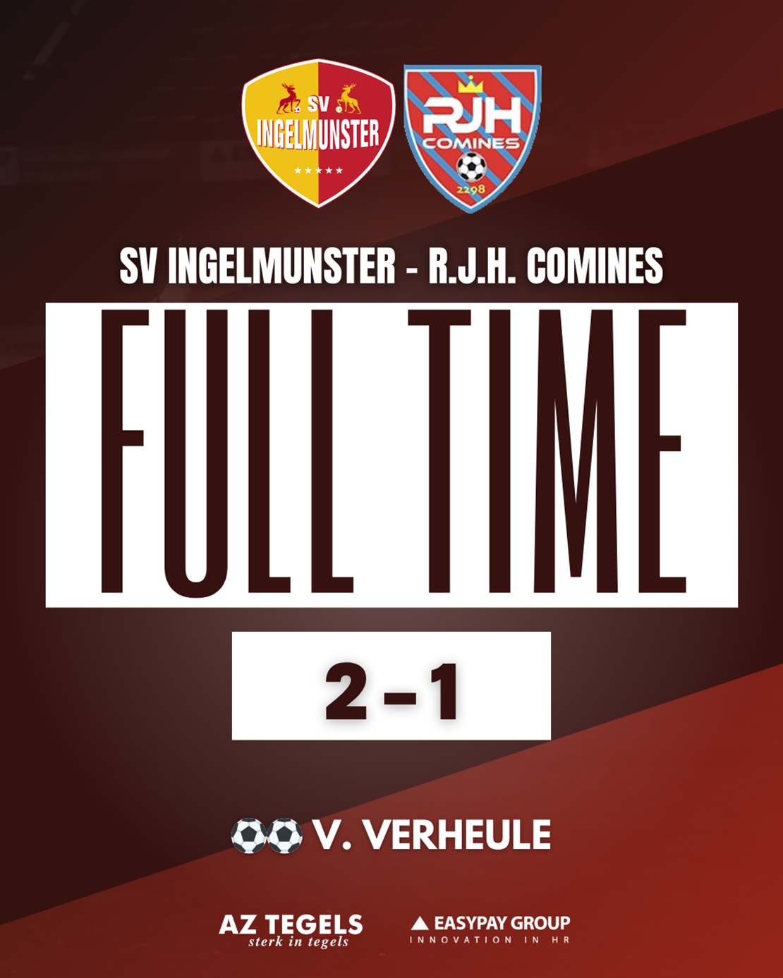 Doelpunten 2-1 SVI - Comines