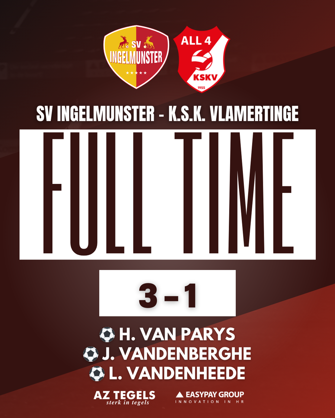 Doelpunten 3-1 winst tegen Vlamertinge