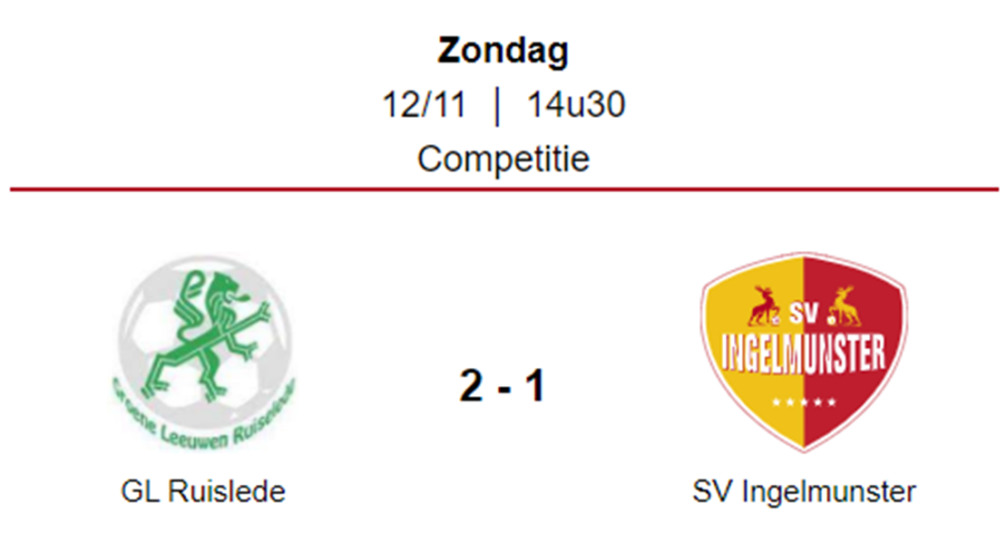 Wedstrijdverslag: VV Groene Leeuwen Ruislede - SV  Ingelmunster B 