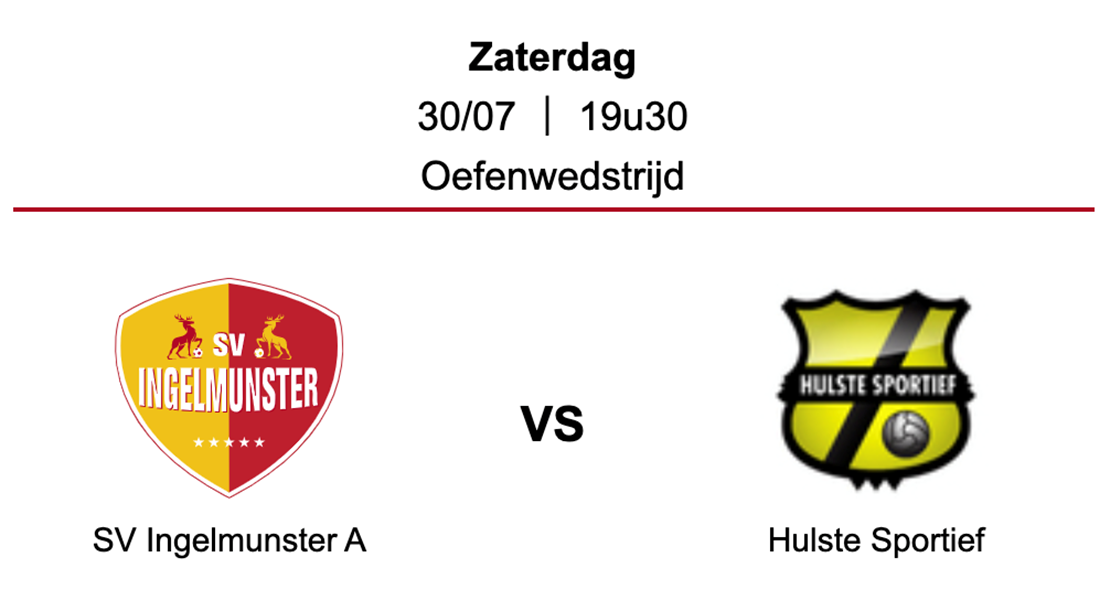 Voorlopige oefenkalender SV Ingelmunster A, B & Beloften