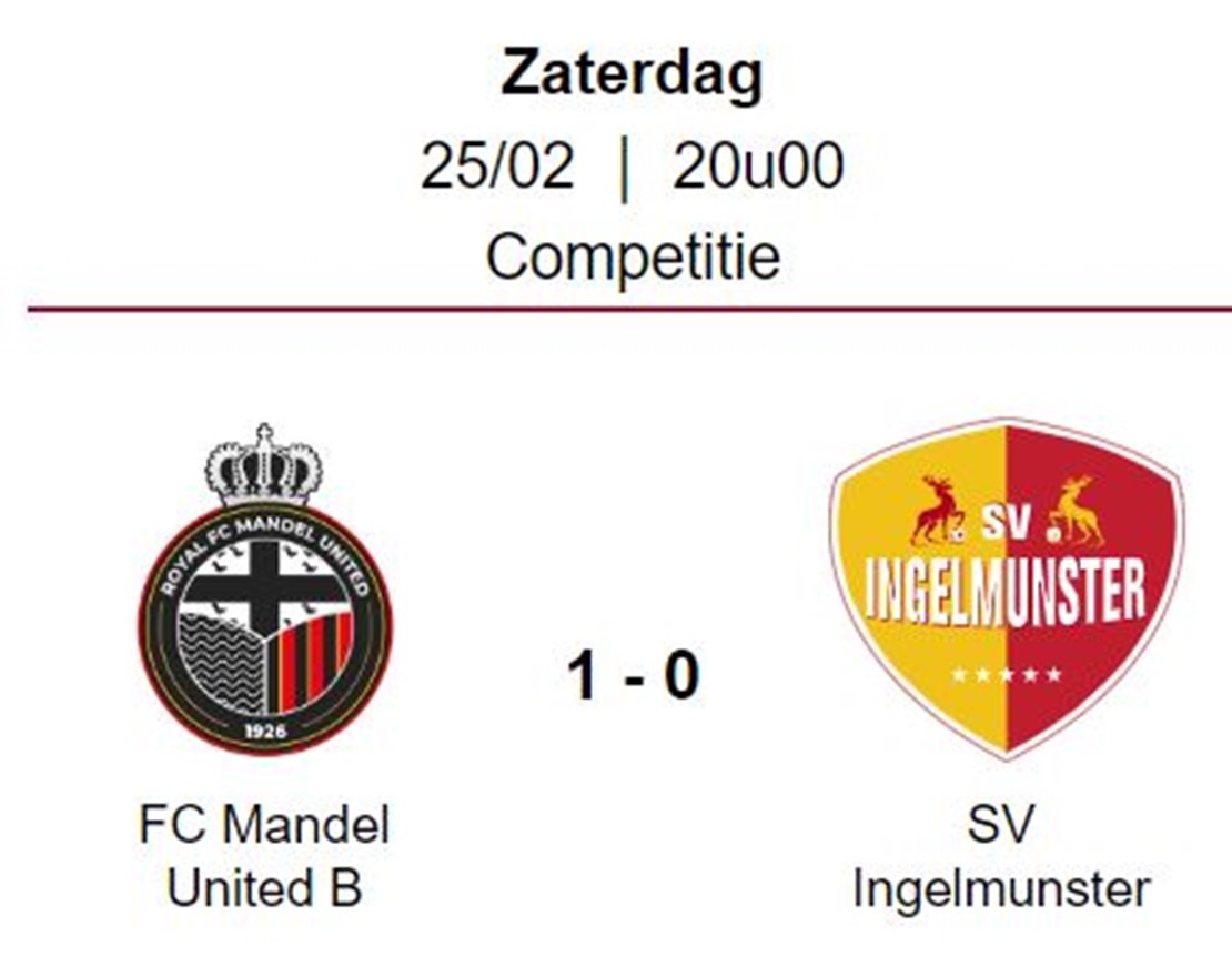 Wedstrijdverslag: Mandel United - SV Ingelmunster A  