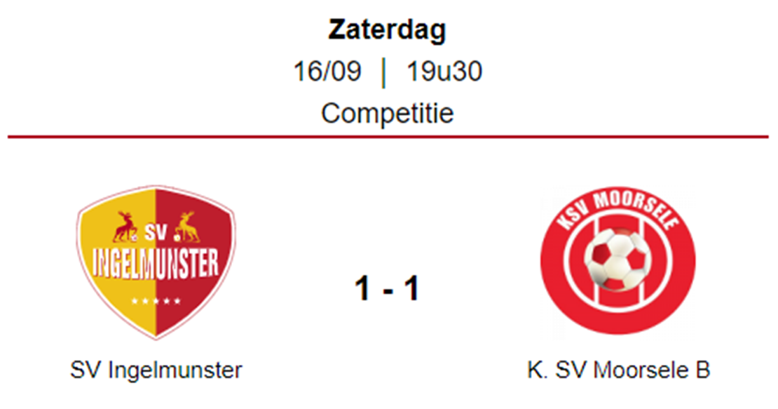 Wedstrijdverslag: SV Ingelmunster B – K.S.V. Moorsele B 