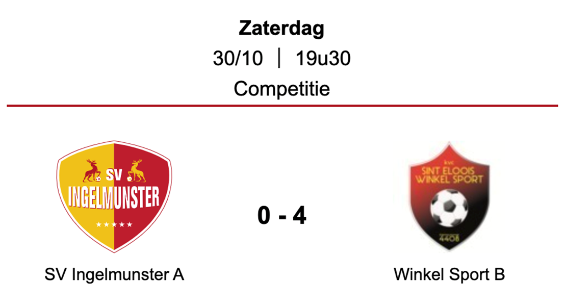 Wedstrijdverslag SV Ingelmunster A - Winkel Sport (30/10/2021)