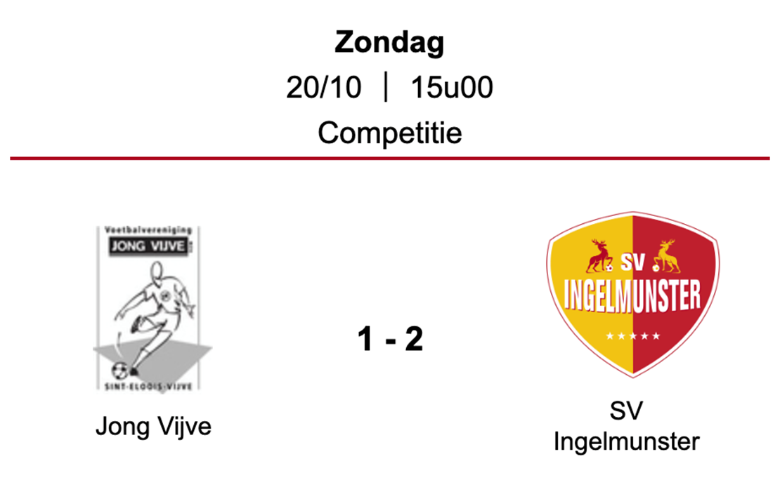 Uitslag Jong Vijve - SV Ingelmunster