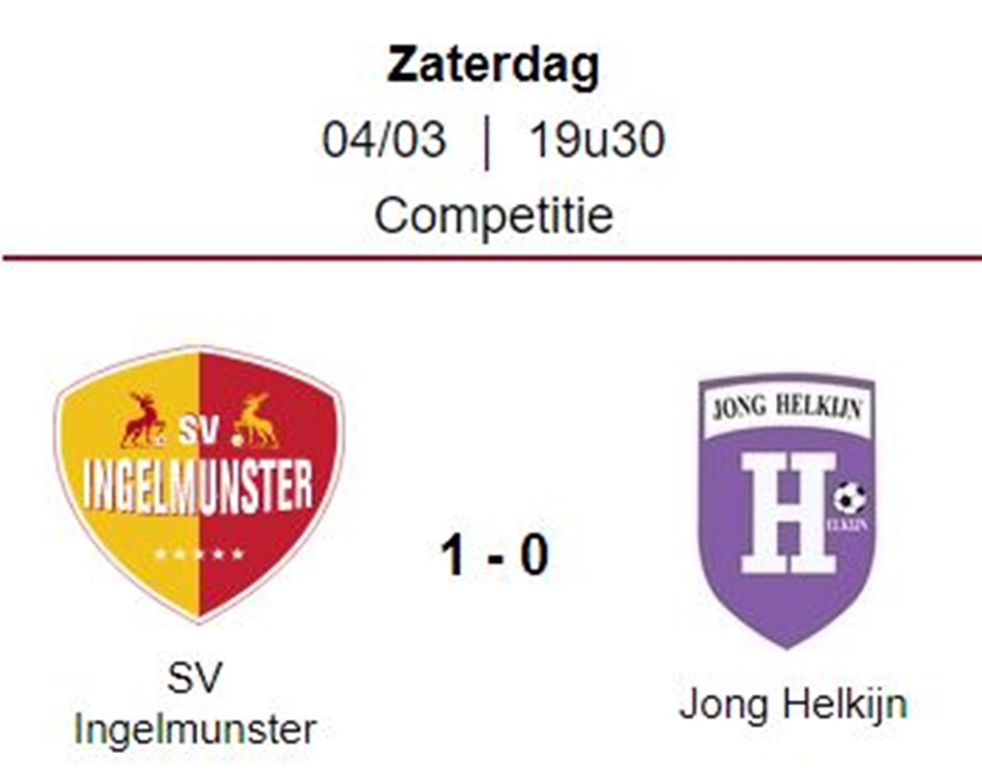 Wedstrijdverslag: SV Ingelmunster A  - Jong Helkijn 
