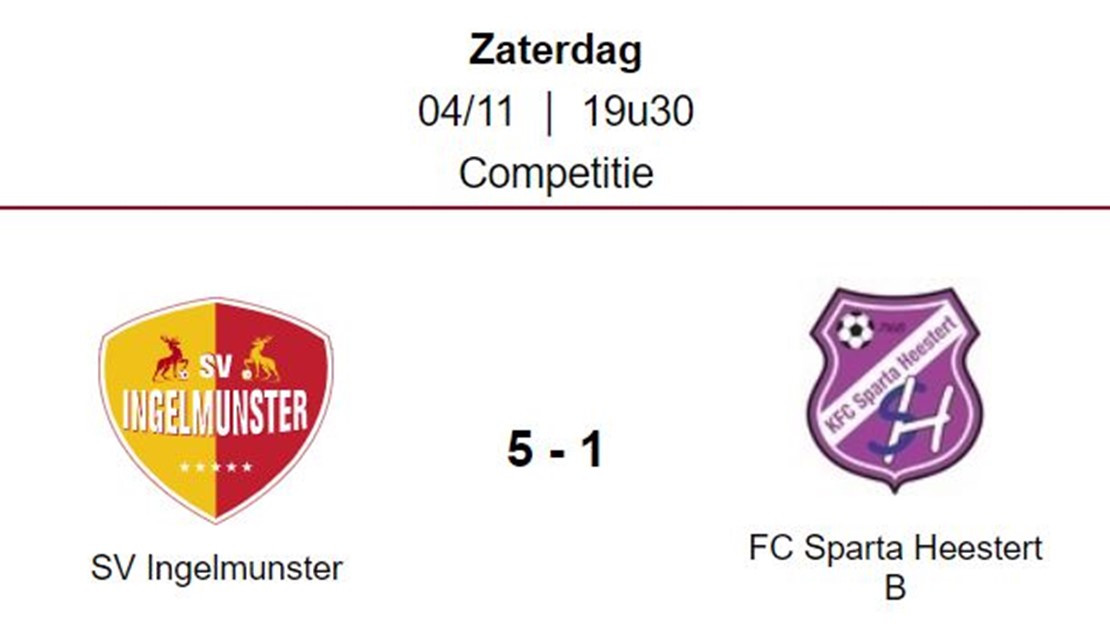 Wedstrijdverslag: SV  Ingelmunster B – FC Sparta Heestert B