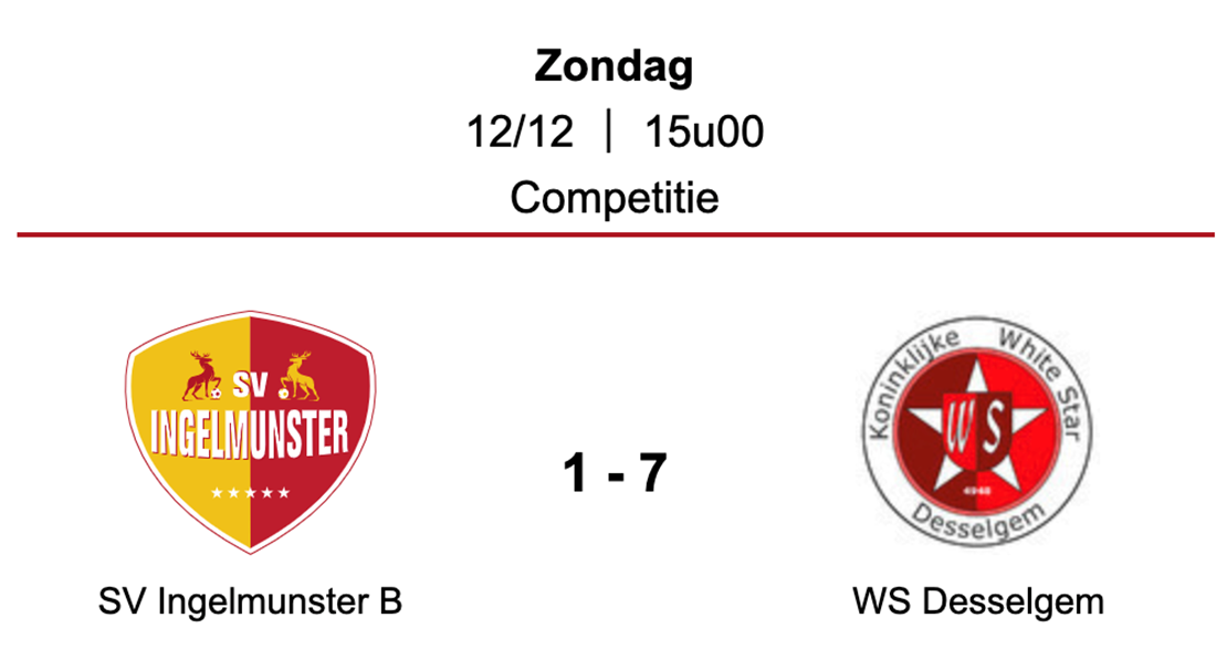 Wedstrijdverslag SV Ingelmunster B - WS Desselgem