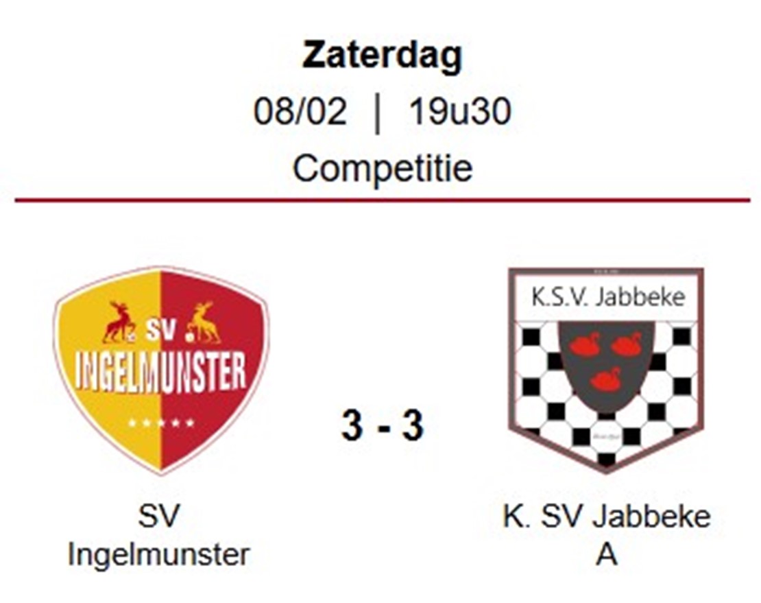 Wedstrijdverslag:  Sv Ingelmunster A – KS.V. Jabbeke 